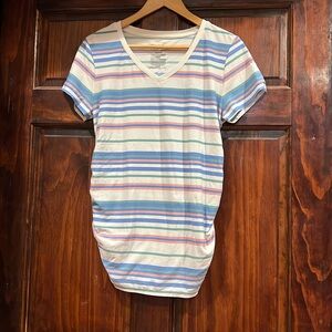 Size S Short Sleeve Striped V neck neck maternity tee